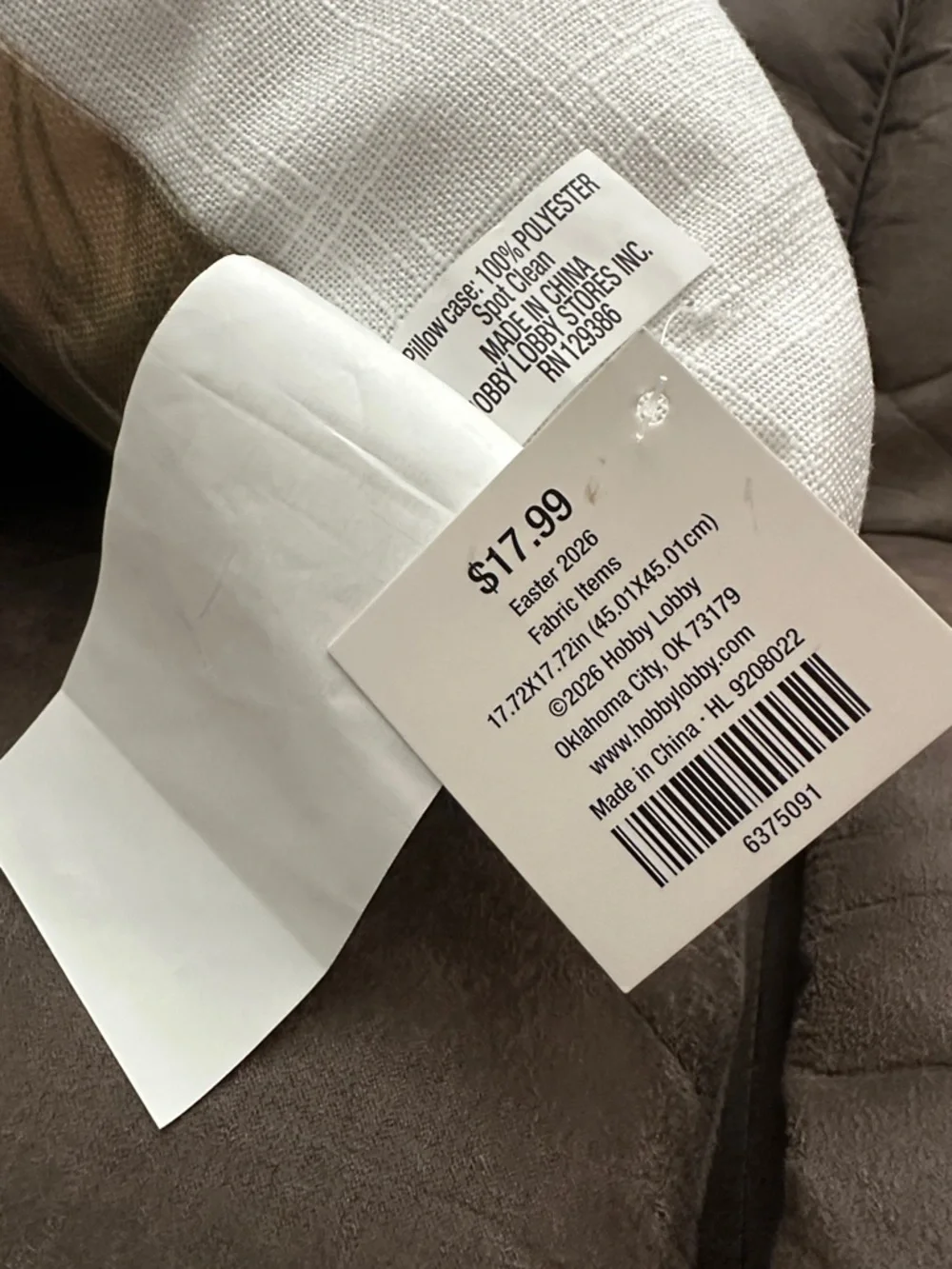 Hobby Lobby Brown & Cream Bunny Spring Accent Pillow - Picture 4 of 4